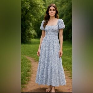 Women's Altar'd State Floral Dress Size S White Blue